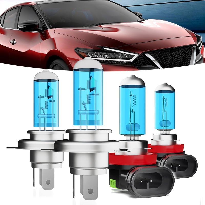 TTDBDAN Halogen Headlights Fit For Nissan Maxima 2019 Headlight Bulbs,9003/H4/HB2 High/Low Beam + H11 Fog Light Bright Light Combo,Plug And Play,Pack of 4 (Nissan Maxima 2019) - Image 1